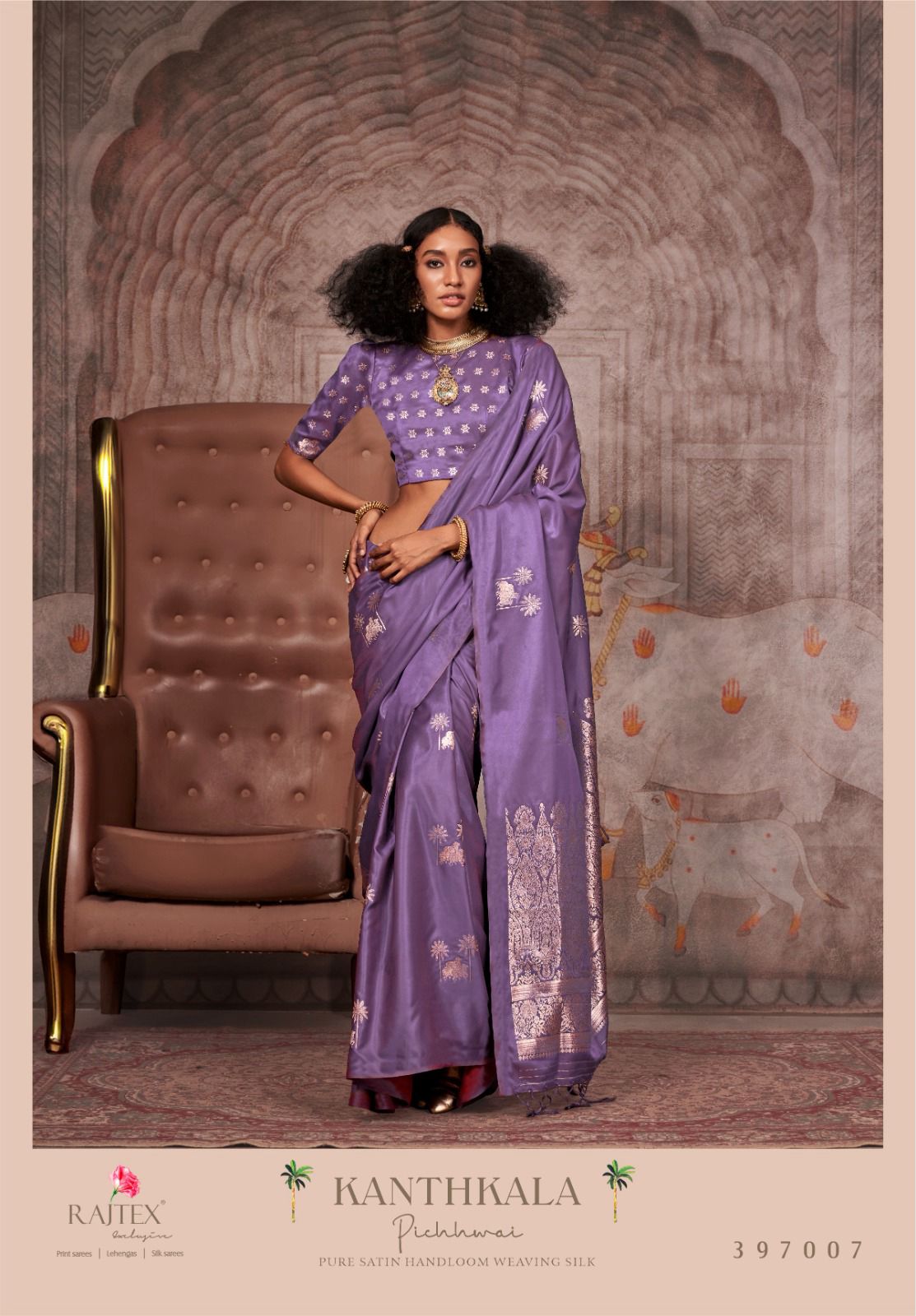 Kanthkala Pichhwai By Rajtex Satin Occation Wear Saree Orders In India